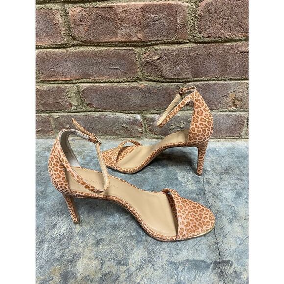 Banana Republic Tan Patent Cheetah Print Open Toe Stiletto Heels Size 6.… - Picture 7 of 12